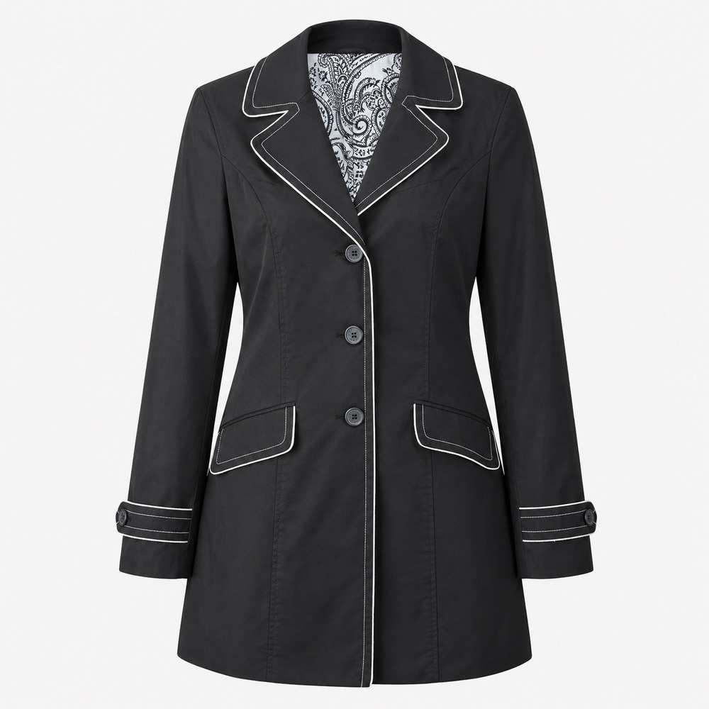 NWT Dennis Basso Womens Black Water Resistent Trench Coat Size S Tailored Mod